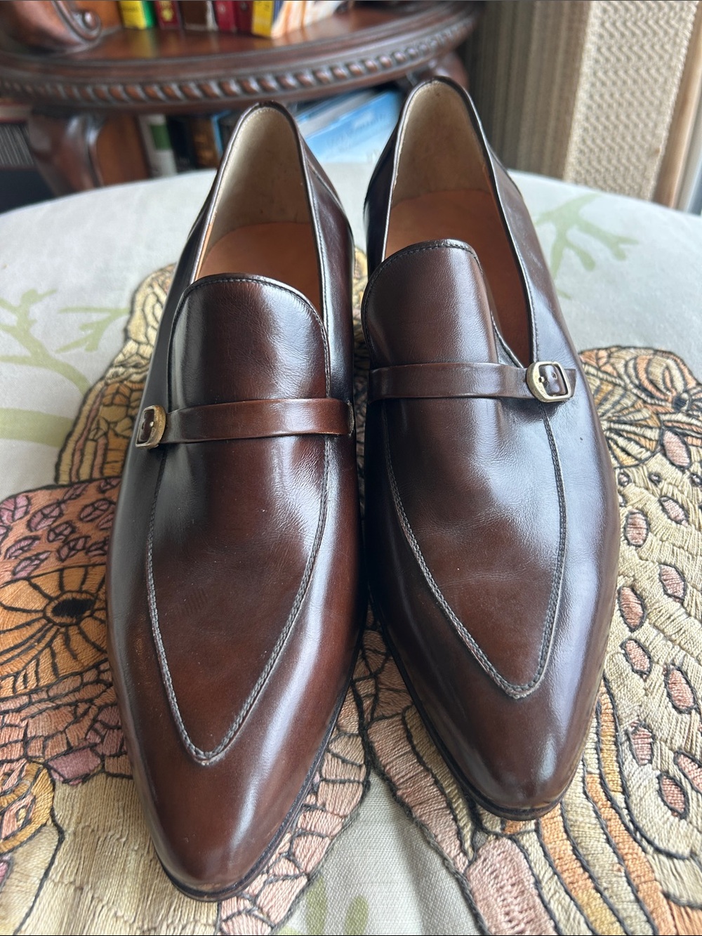 Vintage McQueen Made in Italy Classic Women’s Brown Leather Heels Loafers - Picture 6 of 8